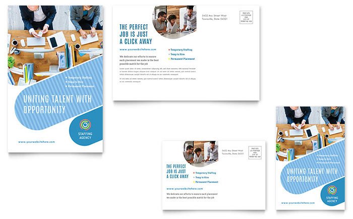 Employment Agency Postcard Template Word & Publisher