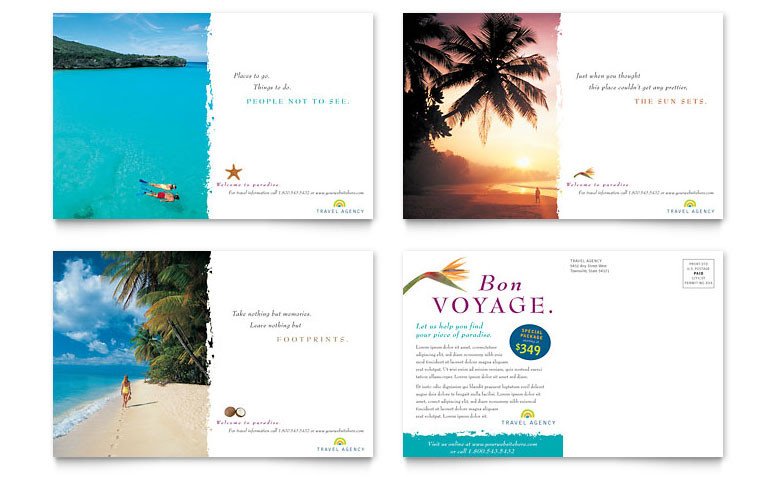 Travel Agency Postcard Template Word & Publisher