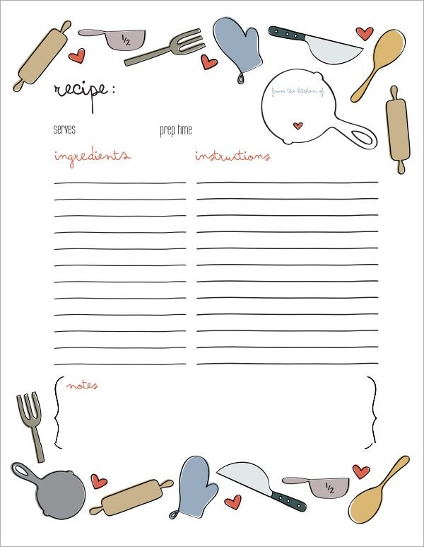 Sample Recipe Card Template 6 Free Documents Download