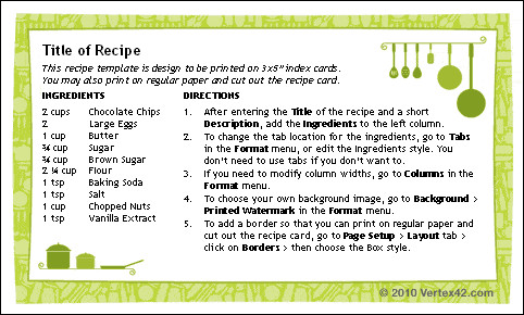 13 Recipe Card Templates Excel PDF Formats