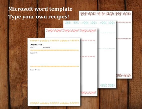 Printable Recipe Pages Microsoft Word Editable Letter Size