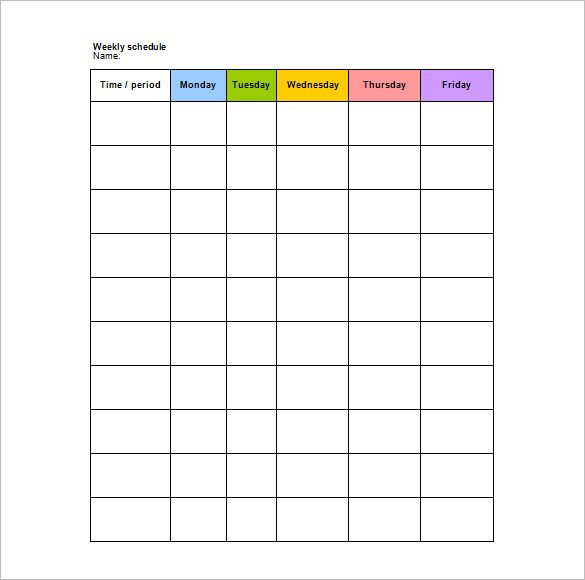 School Schedule Template 13 Free Word Excel PDF