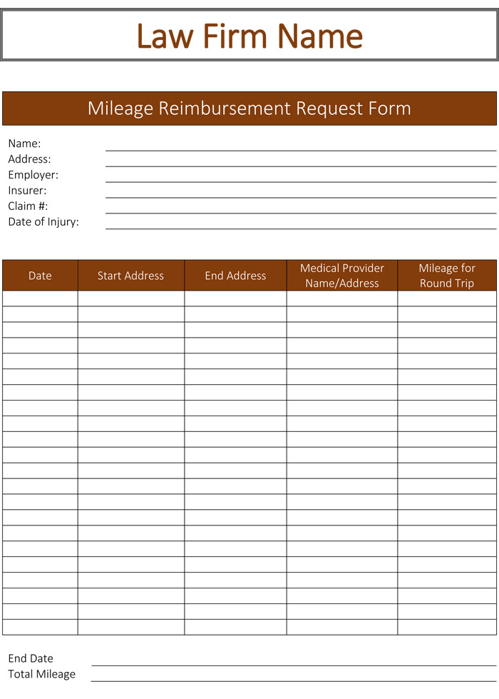 5 Mileage Reimbursement Form Templates for Word and Excel