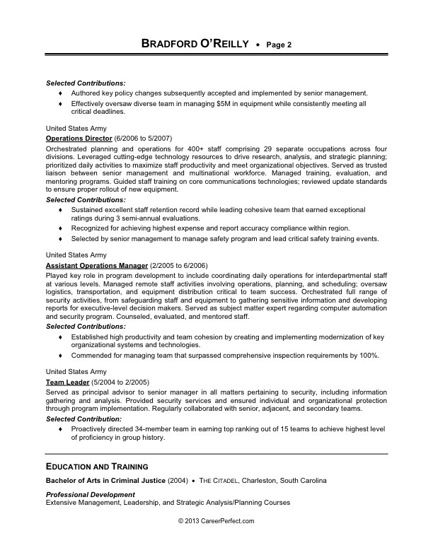 CareerPerfect Management Resume after