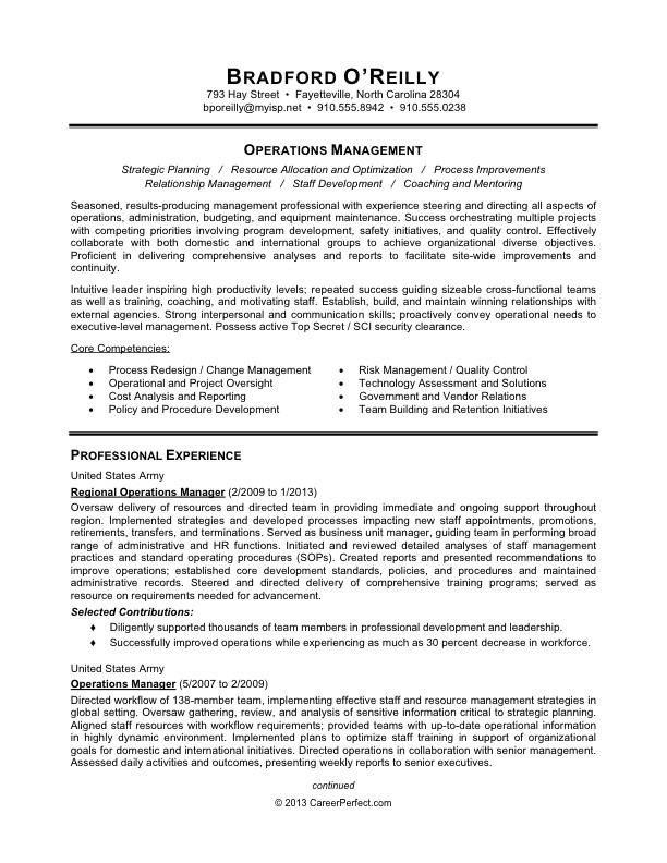 CareerPerfect Management Resume after