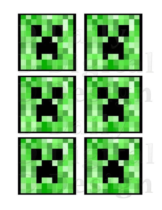 Minecraft Creeper DIY Printable 3 inch Squares for Cookie