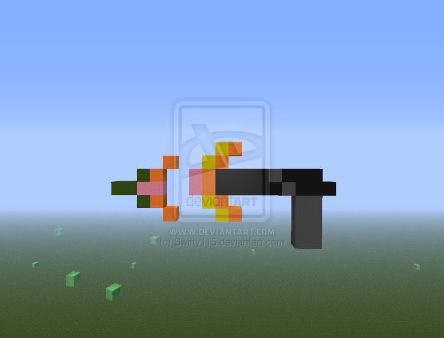 Minecraft Pixel Art Gun Firing by swiftythefluffball on