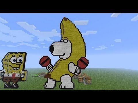 Minecraft Brian Griffin Banana Pixel Art Build