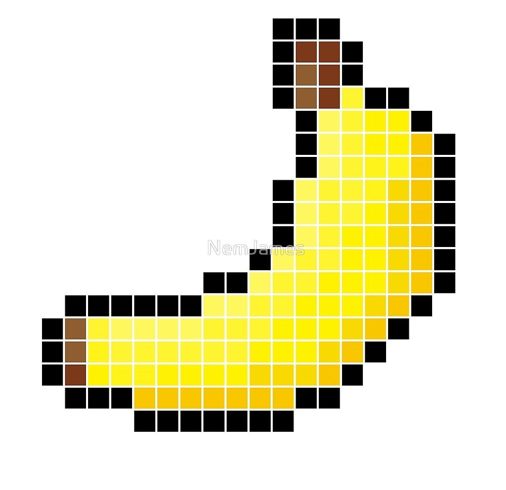 "8 bit pixel banana " by NemJames
