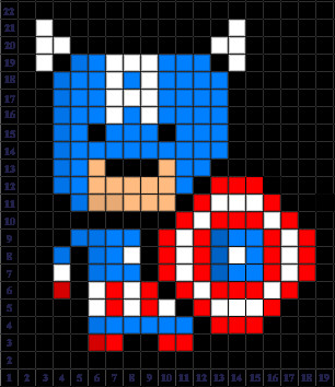 Captain America pixel art templates