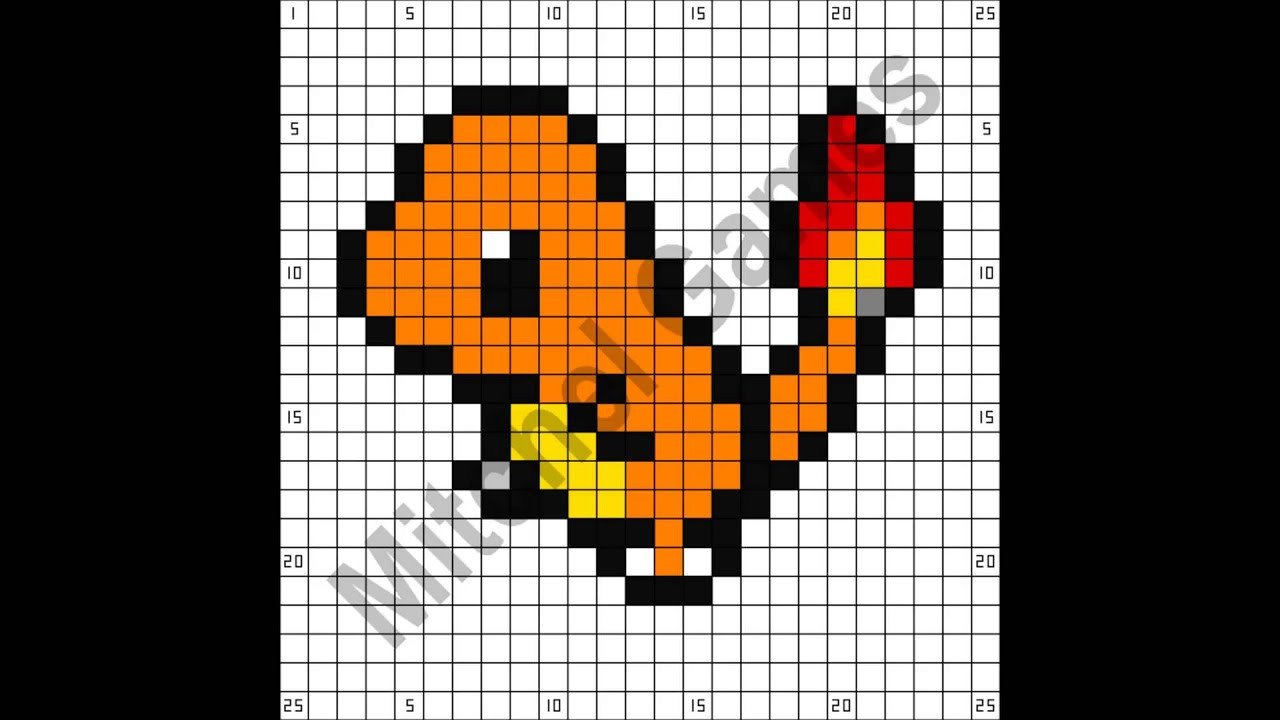 Minecraft Pokémon Charmander 25x25 Pixel Template