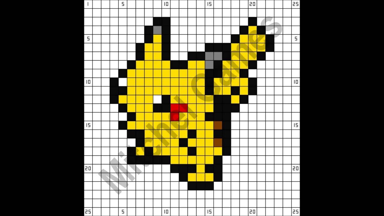 Minecraft Pokémon Pikachu 25x25 Pixel Template