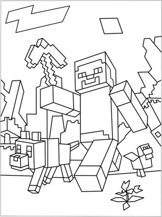 Free Minecraft coloring sheet to print out
