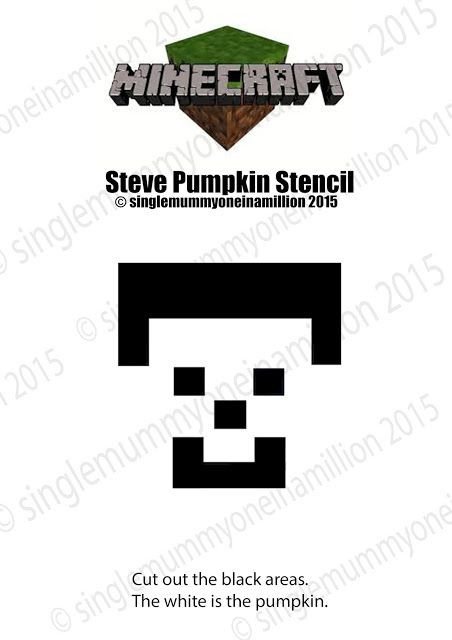Steve from Minecraft free pumpkin stencil