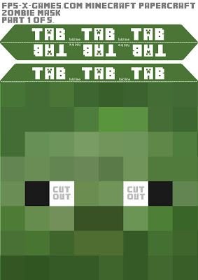 Free DIY Minecraft Zombie Mask Head printable 1 Open the