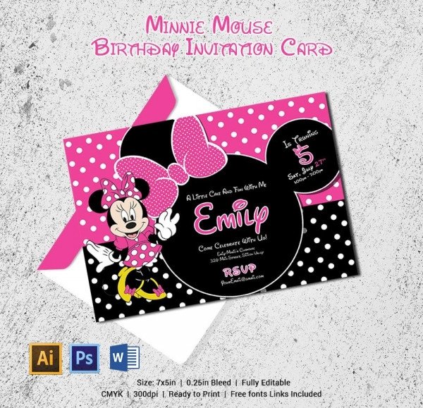 Awesome Minnie Mouse Invitation Template 27 Free PSD