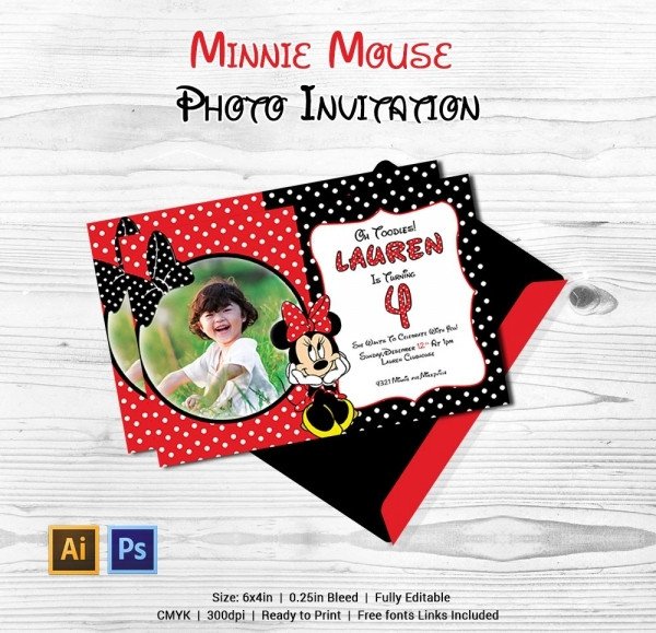 Awesome Minnie Mouse Invitation Template 27 Free PSD