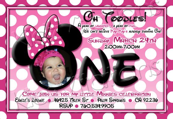 Free Printable Minnie Mouse 1st Birthday Invitations