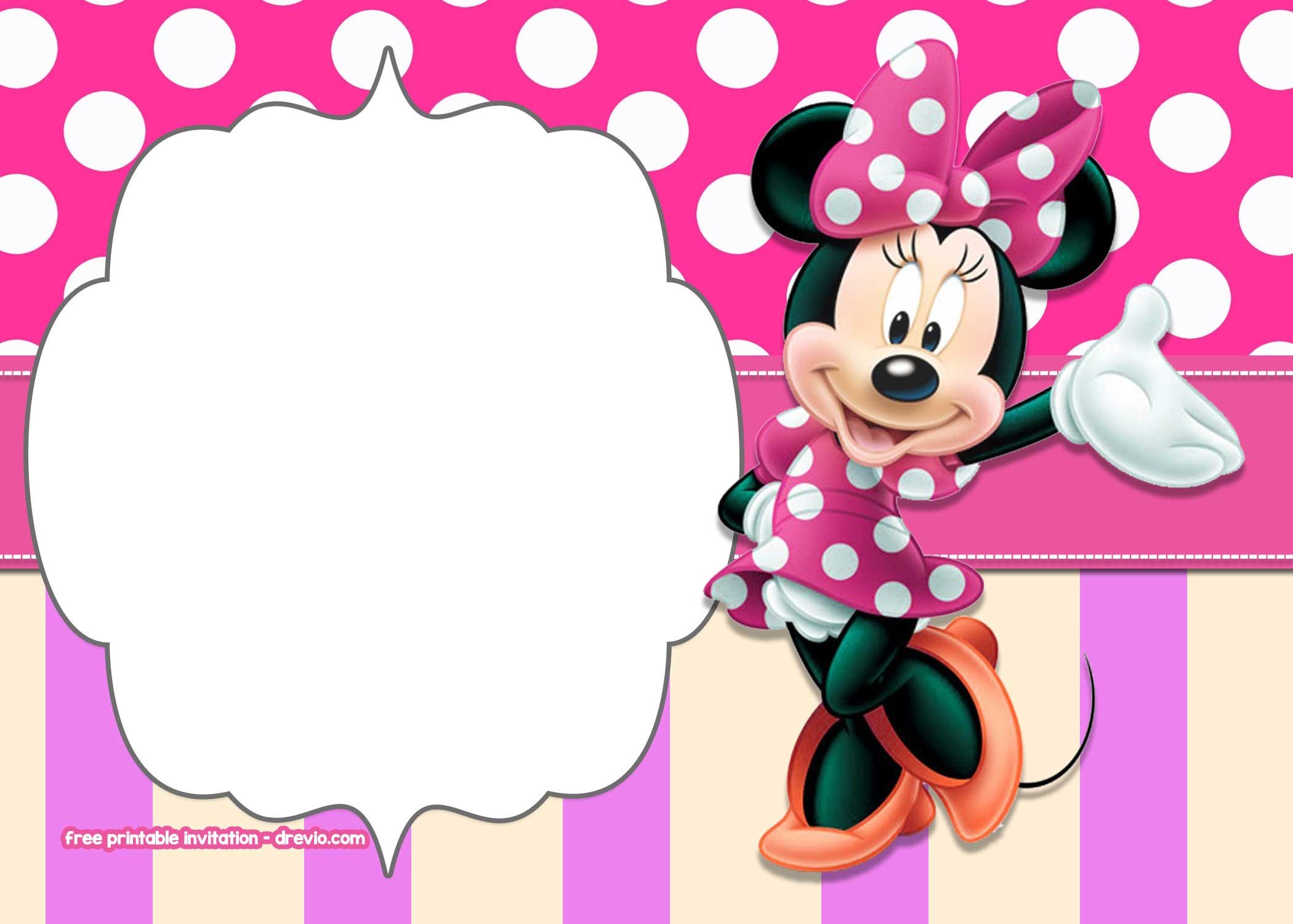 FREE Printable Minnie Mouse Polka Dot Invitation Templates