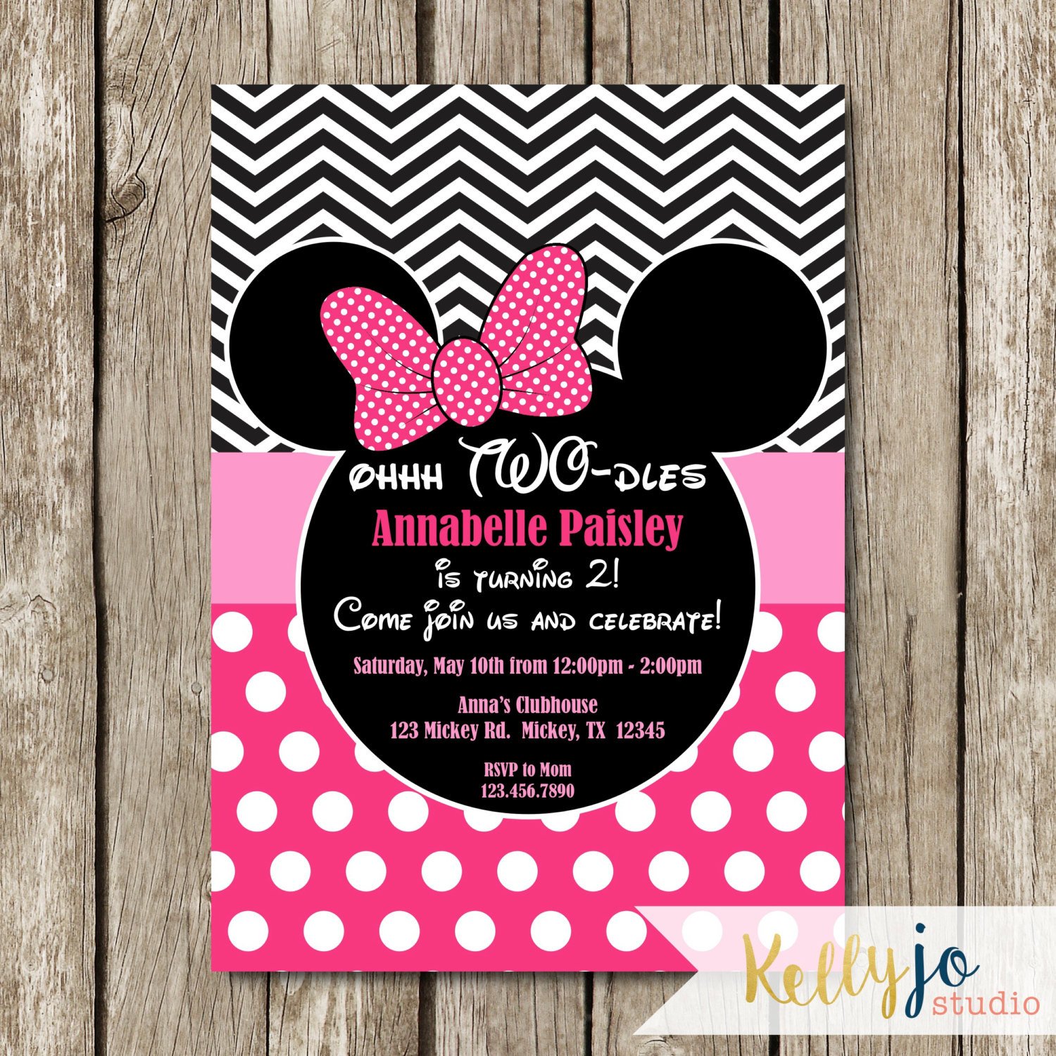 Pink Minnie Mouse Oh Two dles Birthday Invites Pink Minnie