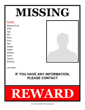 Missing Person Flyer Reward