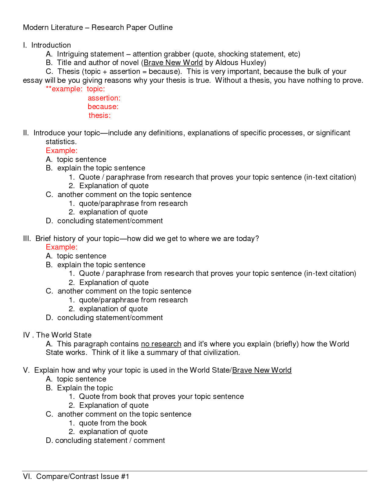 Mla Research Paper Outline Template gALwrdxG