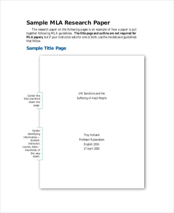 Sample MLA Outline 6 Documents in PDF Word
