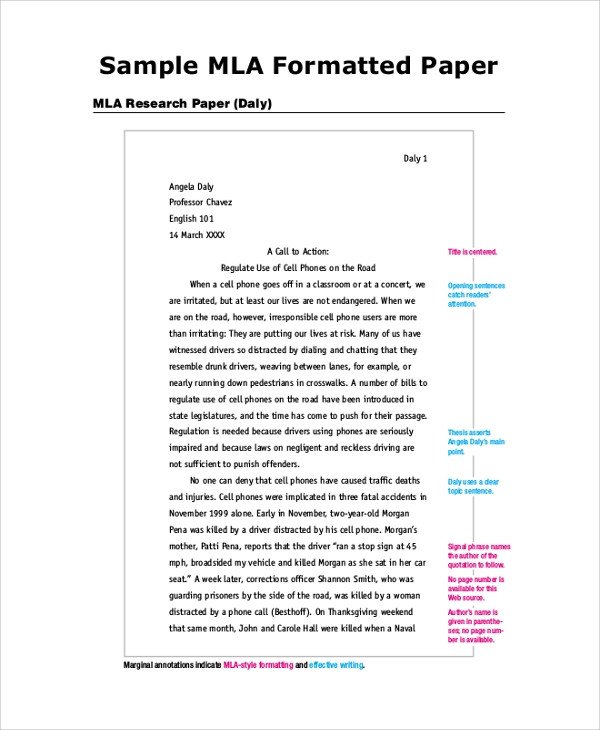 Sample MLA Outline 6 Documents in PDF Word