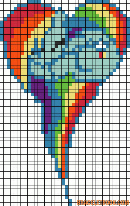 MLP Rainbow Dash heart perler bead pattern Could be