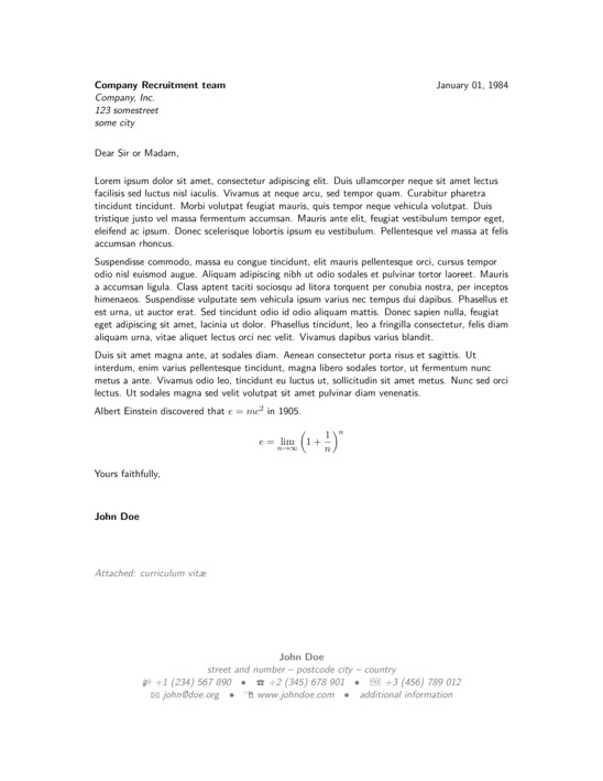 Covering Letter Example January 2016