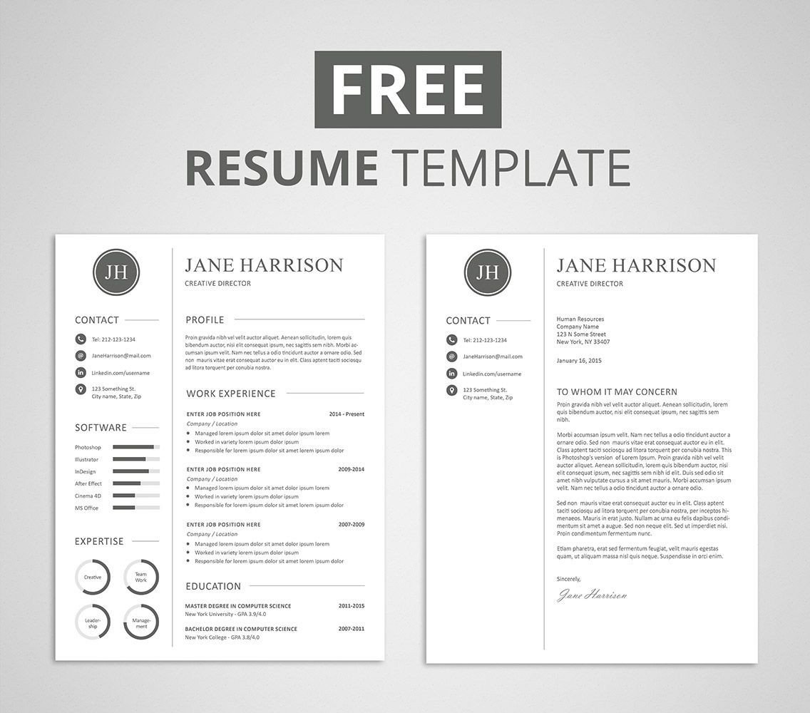Free modern resume template that es with matching cover