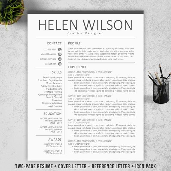Modern Resume Template CV Template Cover Letter