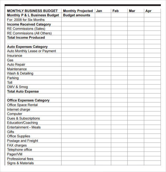 13 Business Bud Samples Word PDF Excel