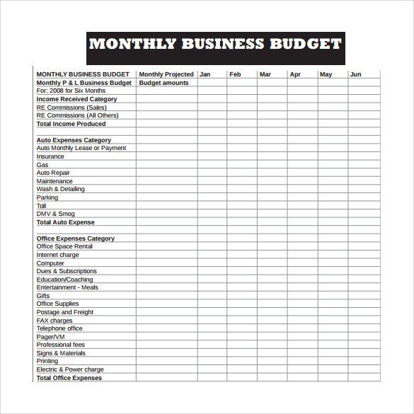 16 Sample Business Bud Templates Word PDF Excel