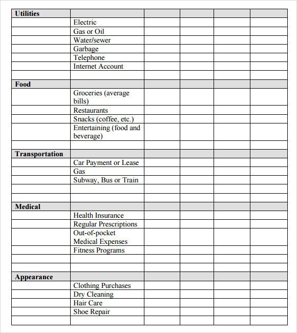 Sample Expense Sheet 8 Documents in PDF Word