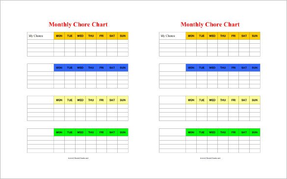 11 Chore Chart Template Free Sample Example Format