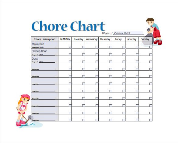 11 Sample Weekly Chore Chart Template Free Sample