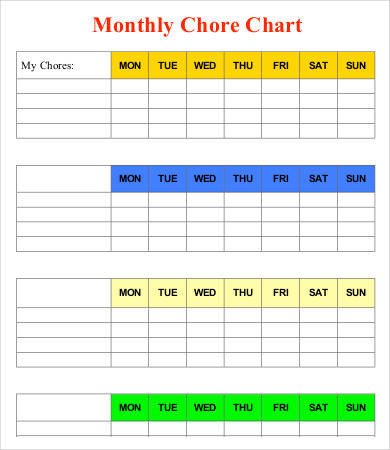 Chore Chart for Kids 7 Free PDF Documents Download