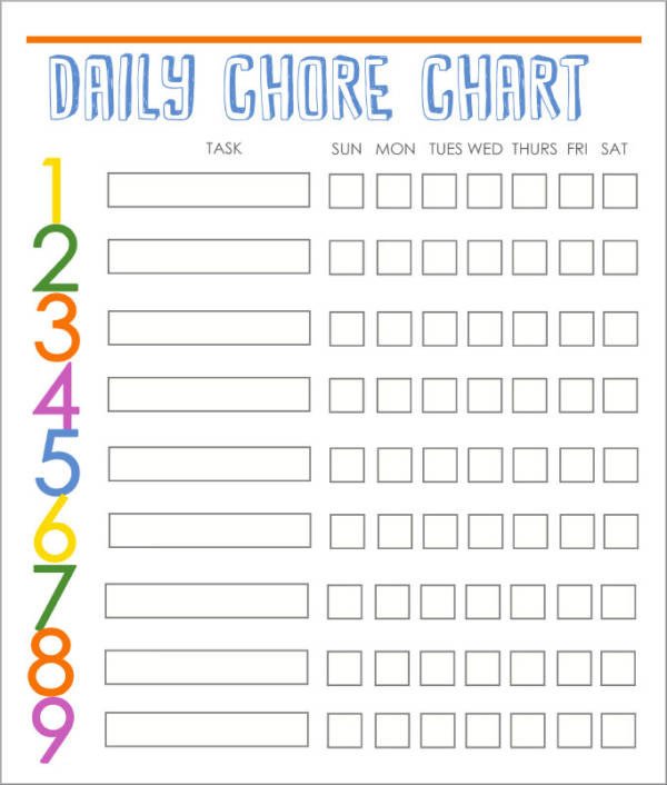 FREE 9 Kid s Chore Schedule Templates in PDF