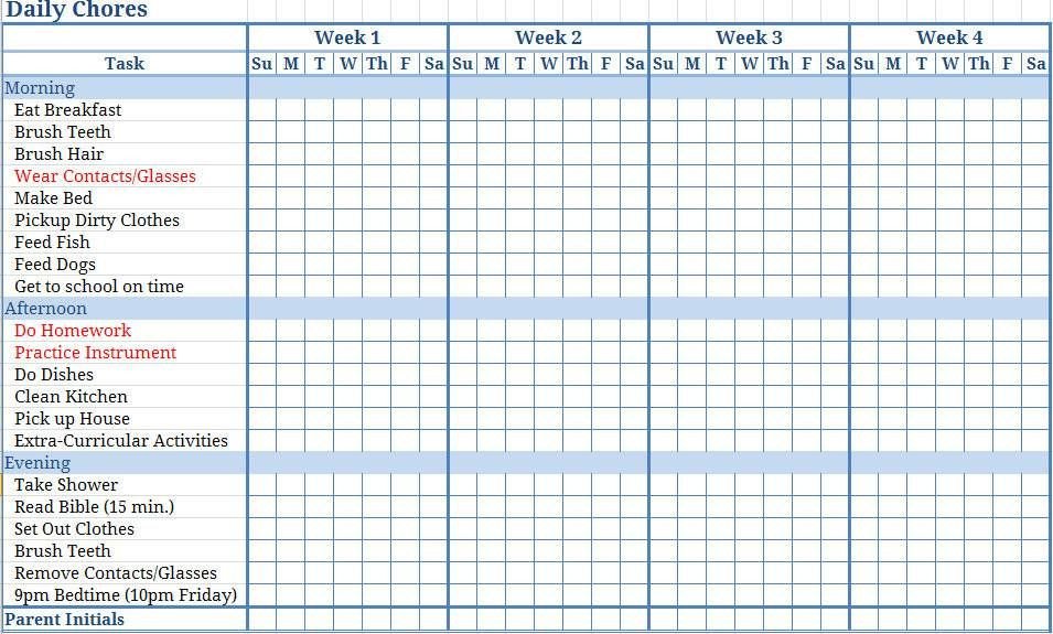 Weekly Planning Calendar Template