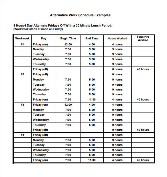 21 Monthly Work Schedule Templates PDF DOC
