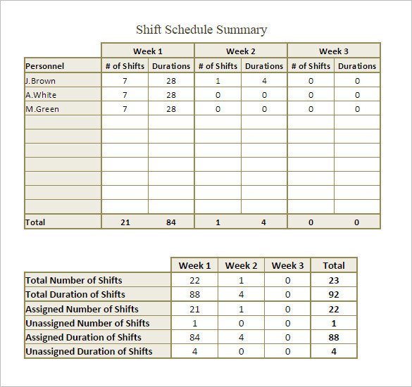Shift Schedule Template 20 Free Word Excel PDF Format