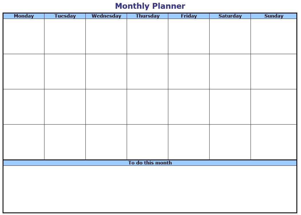 10 Free Sample Monthly To Do List Templates Printable