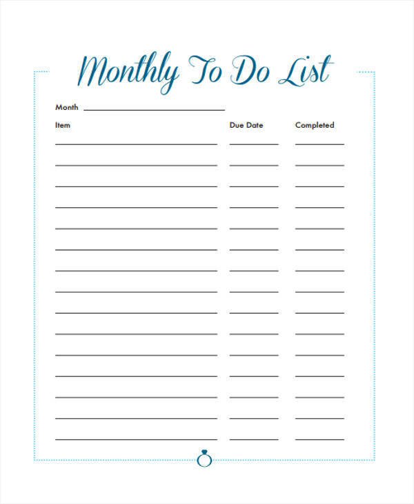 13 Monthly List Sample Free Sample Example Format