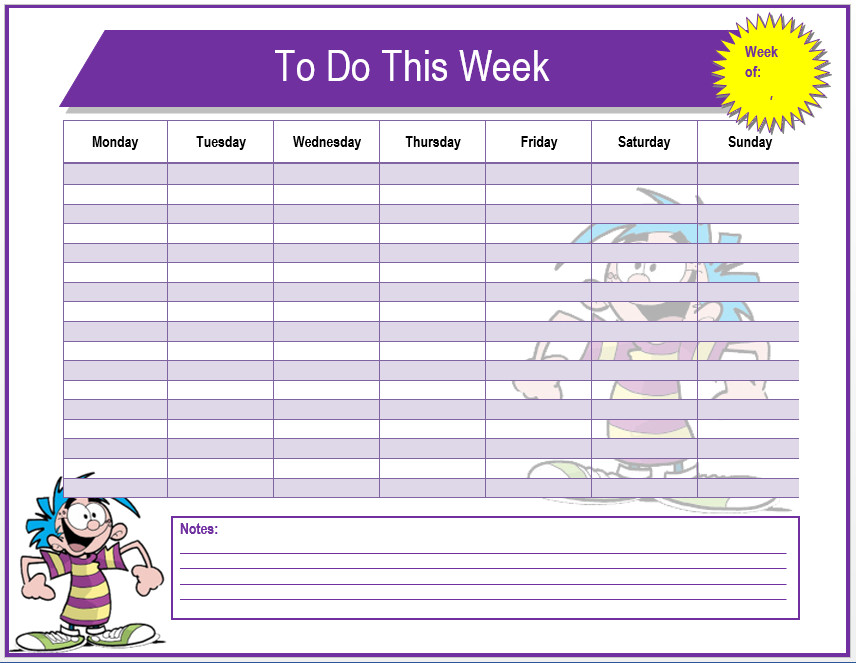 Weekly To Do List Template Microsoft Word Templates