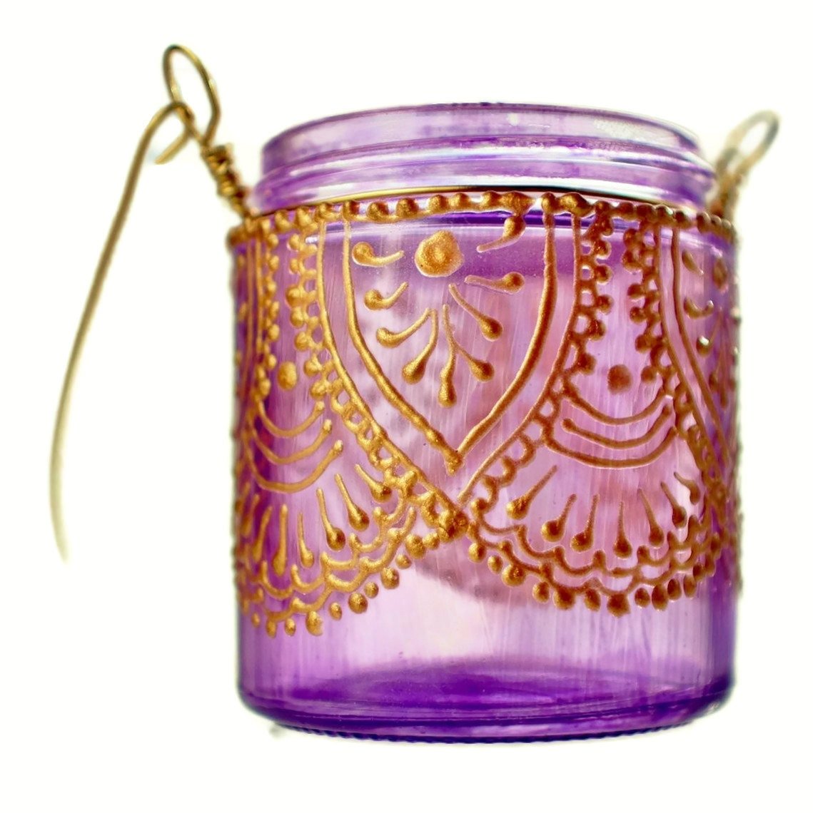 Hanging Candle Holder Inspired by Moroccan Lanterns Lavender