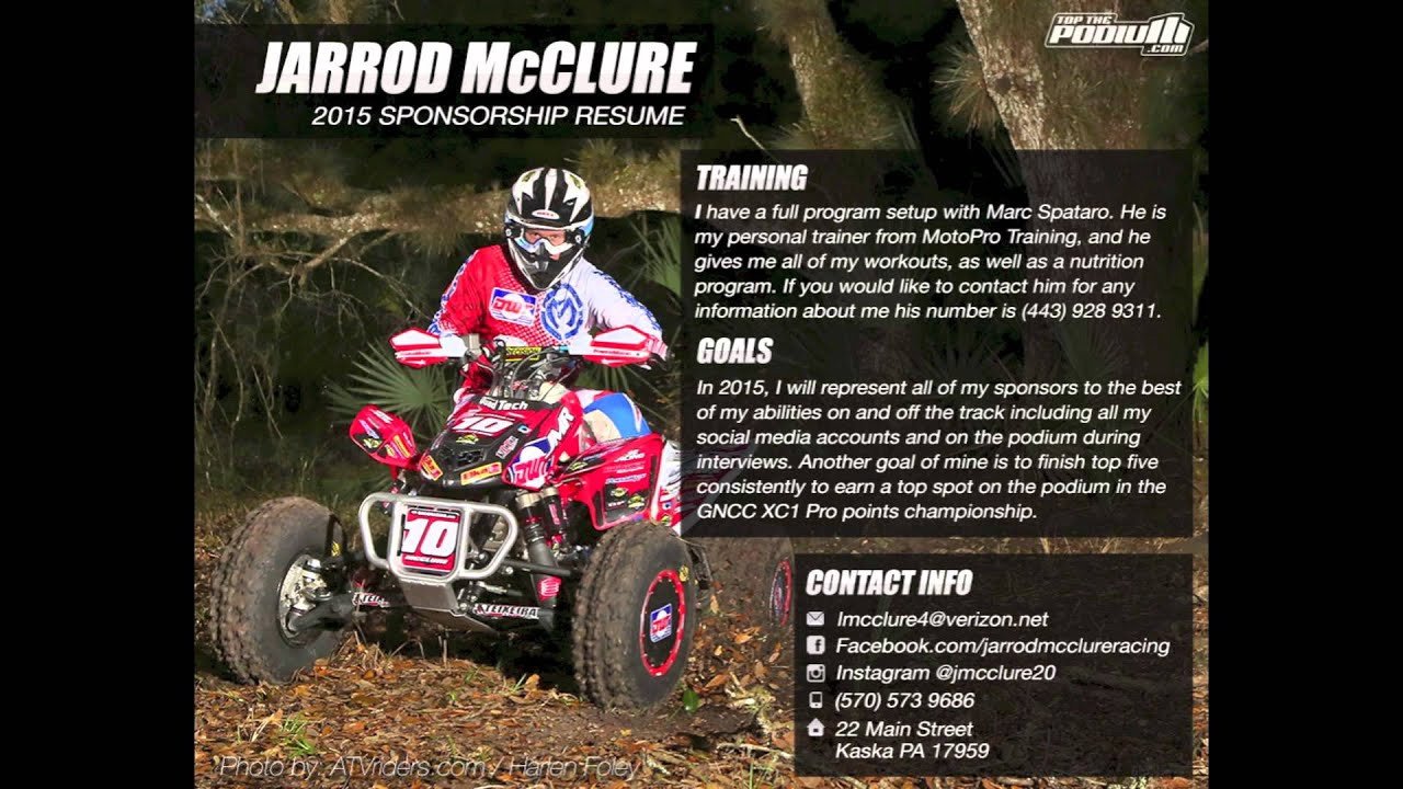 Jarrod McClure s 2015 Sponsorship Resume