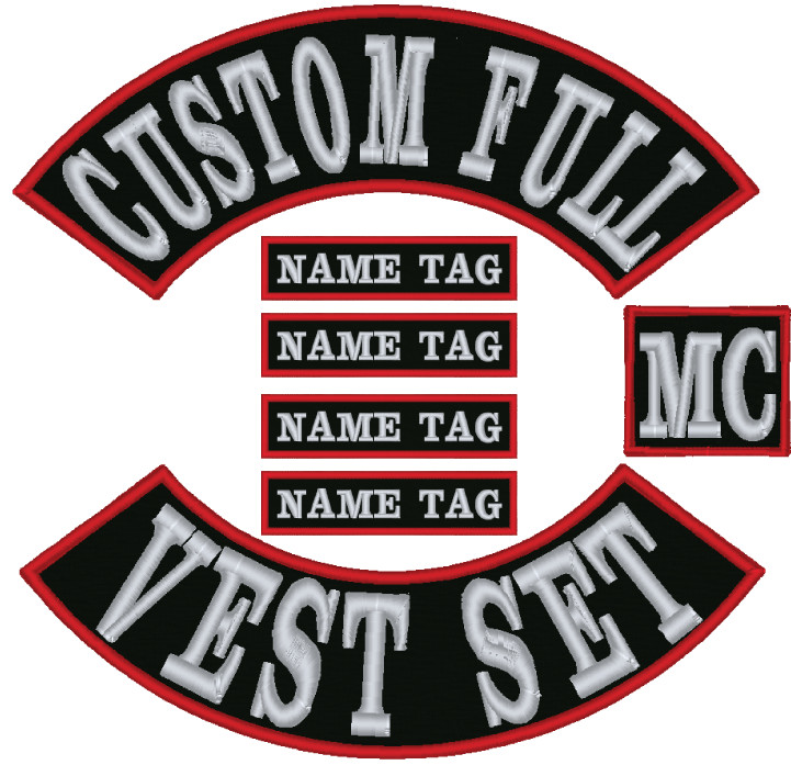Custom Embroidered Full Vest Set Patches MC Biker