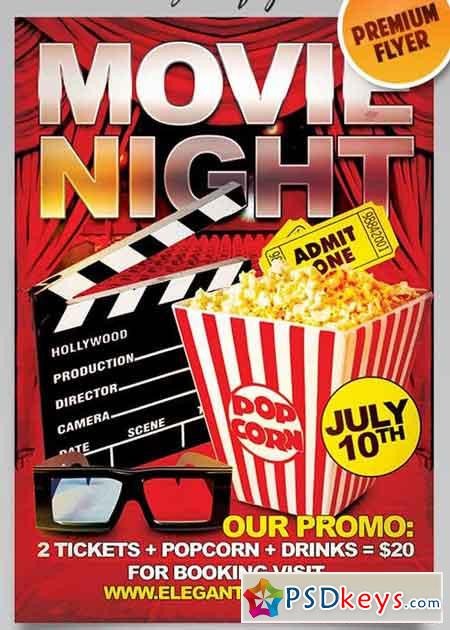 Movie Night Flyer PSD Template Cover Free