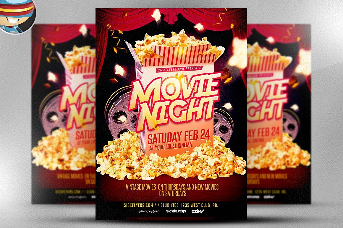 Movie Night Flyer Template Flyer Templates Creative Market